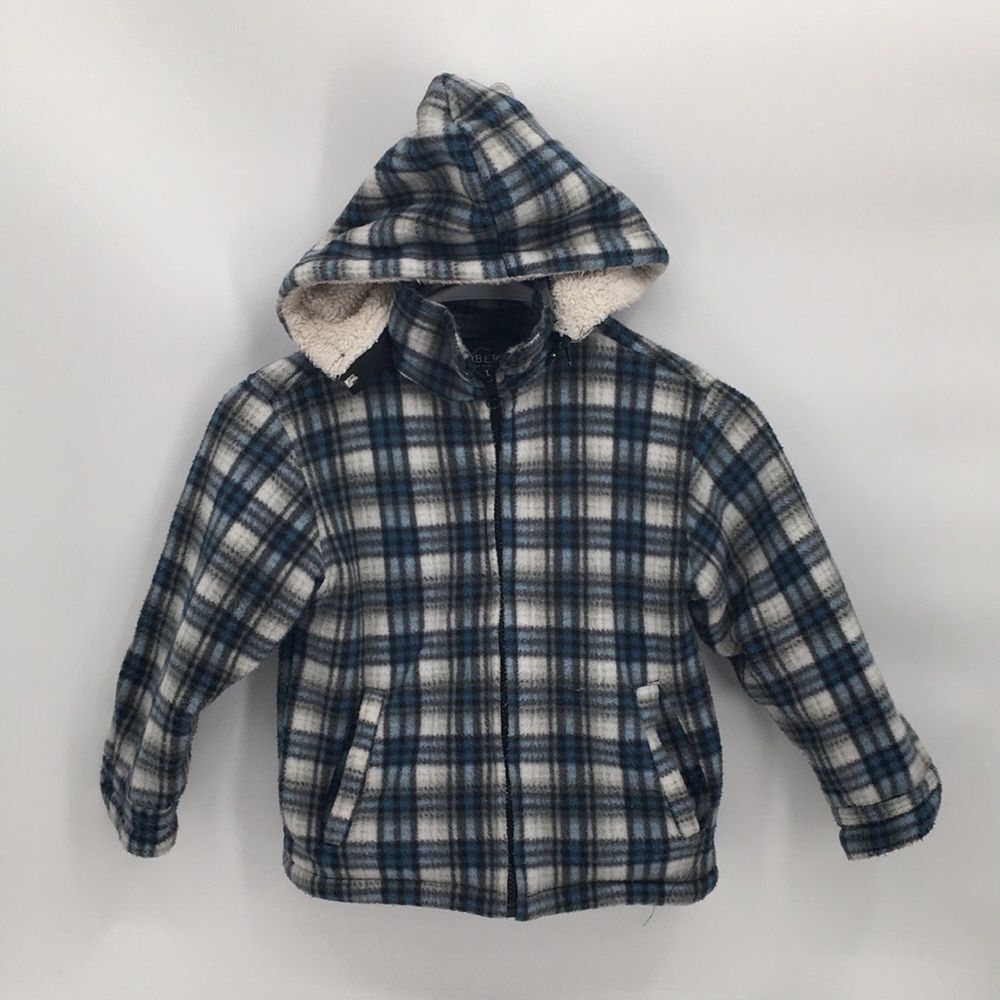 Gioberti Blue Flannel Jacket Sherpa Lined Removable Hood Pockets Boys 5